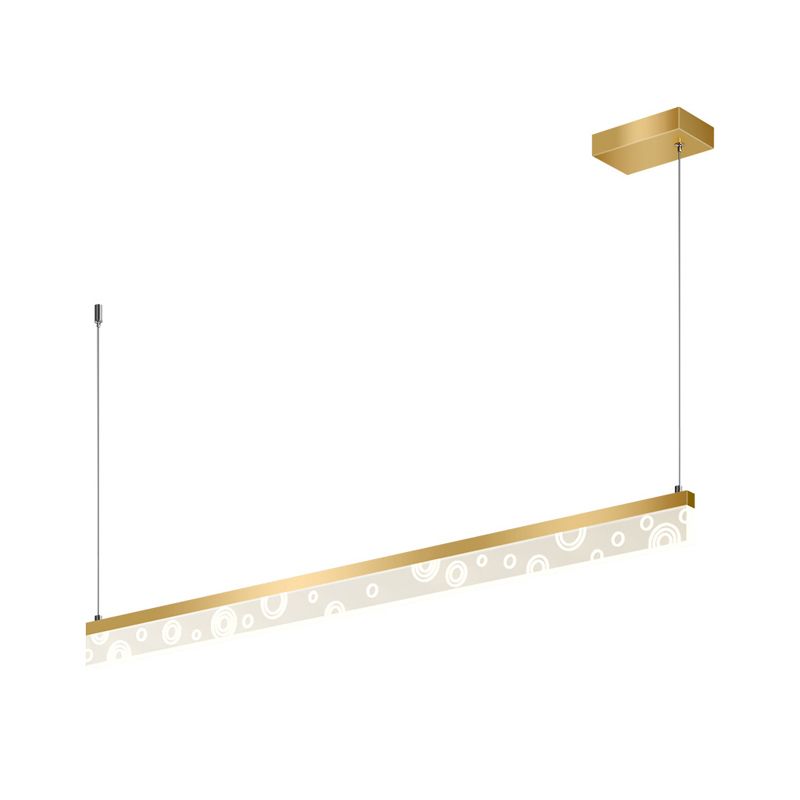 35.5"/47" L Simple Rectangle Island Lamp Aluminum Dining Room LED Hanging Light Fixture in Gold, Warm/White Light