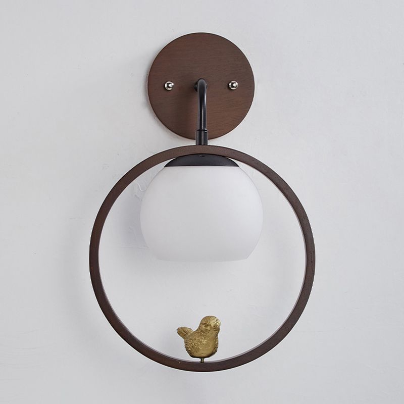 Wood Ball Wall Lighting Modern Style 1 Light Wall Lighting Fixtures