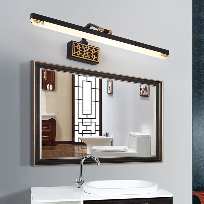 Obelle linéaire Mall Murce moderne 1 Miroir lumineux Miroir mural Moup Light Aymat en noir