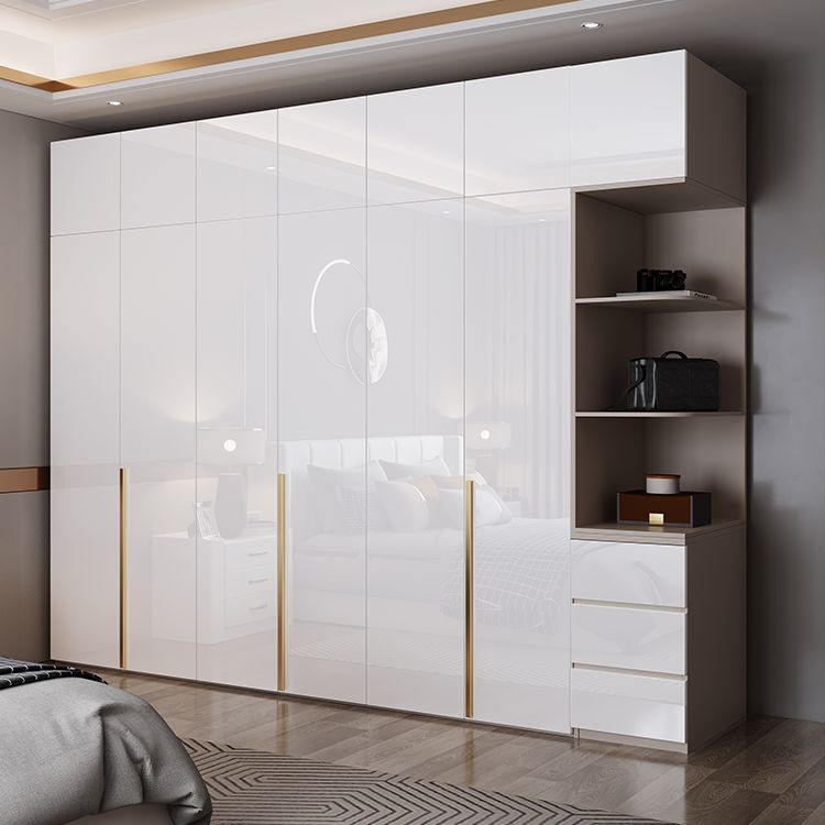 Contemporary Wooden Wardrobe White Colour Soft Close Door Wardrobe Closet