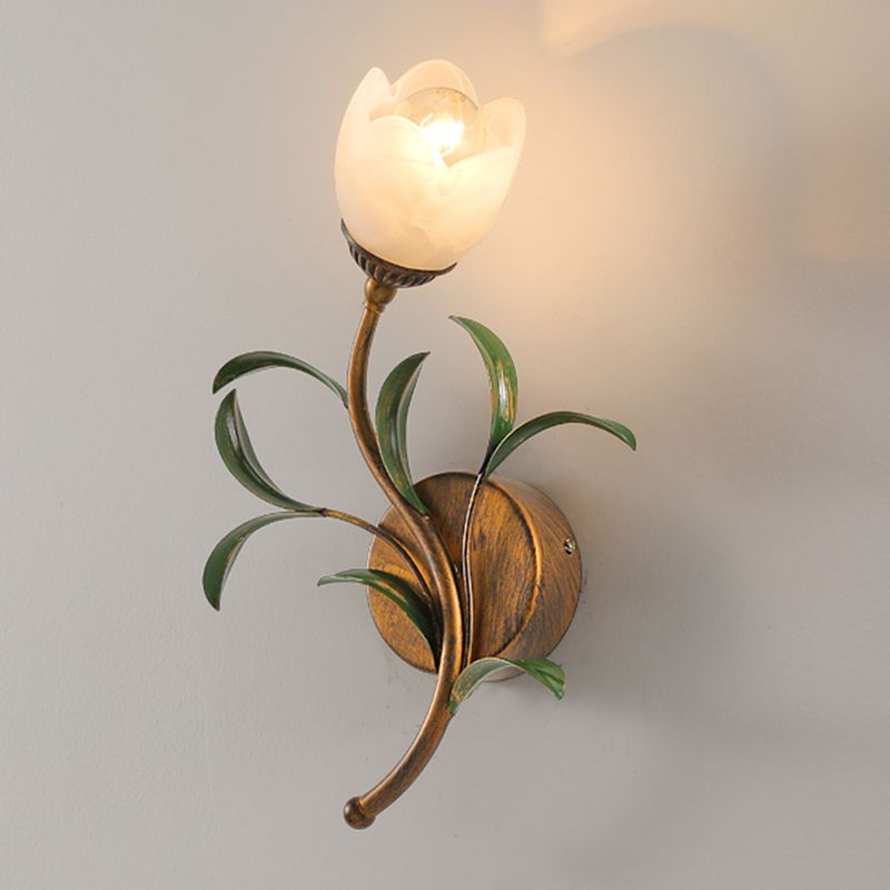 Flower Shape Wall Lamp Modern Wall Mount Lamp with Glass Shade for Bedroom