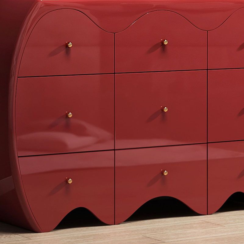 Contemporary Horizontal Double Dresser Wood Storage Dresser with 9 Drawers for Home