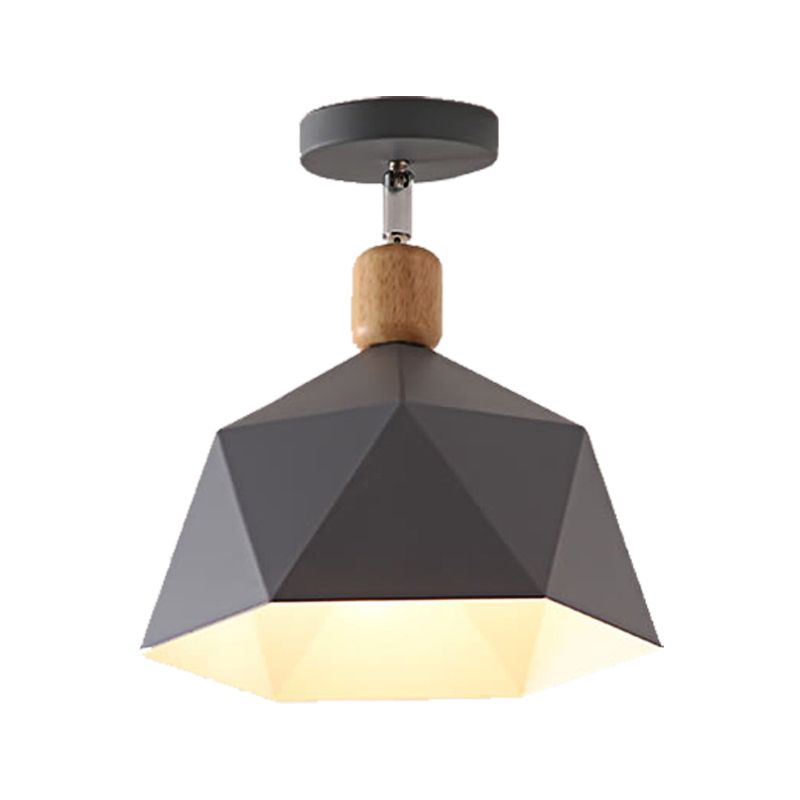 Luz de montaje en techo hexagonal de Metal, Macaron ajustable, 1 cabezal, luz de techo de montaje semiempotrado gris/blanco/verde para pasillo