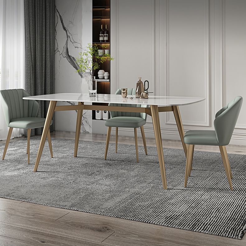 Contemporary Table Dining Set with Sintered Stone Table and Upholstered Chairs
