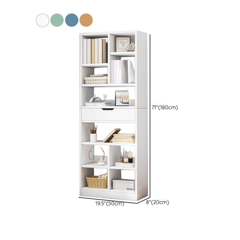 Standard Engineered Wood Bookshelf Contemporary Open Back Bookcase with Drawers