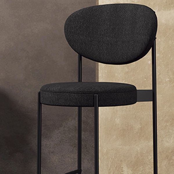 Industrial Upholstered Armless Bar Stool Round Seat Bar Chair with Metal Legs