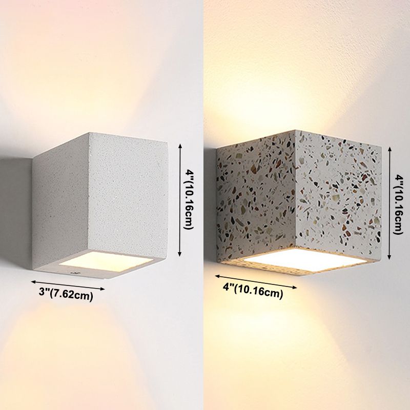 Lampada a monte a parete quadrata in pietra Lampada di applique in stile nordico per camera da letto
