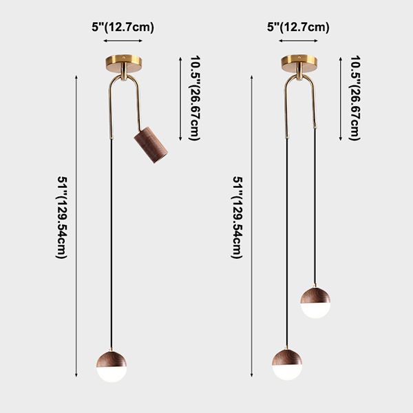 Modern Wood Pendant Lighting Fixture 2-Light Suspension Pendant Light with PMMA Shade