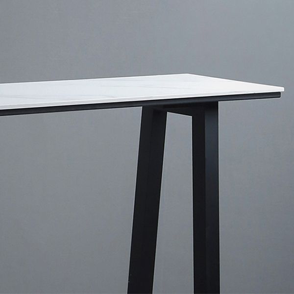 Industrial Rectangle Indoor Bar Dining Table White Stone Bistro Table Fixed Table