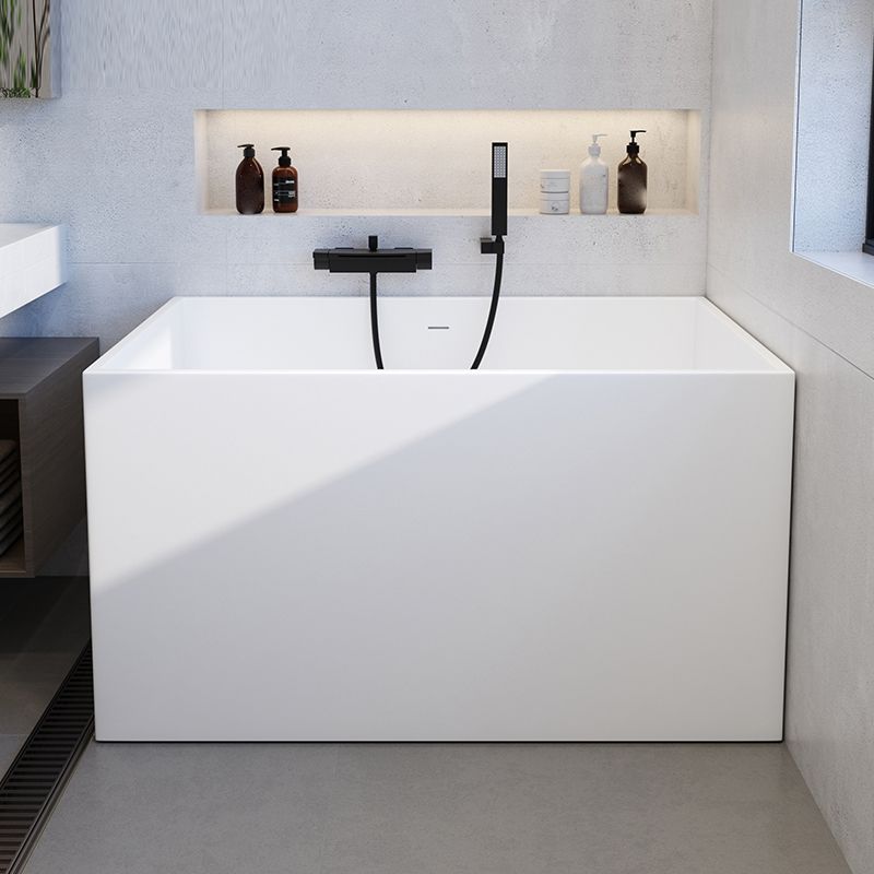 Stone Rectangular Bathtub Modern Soaking Bathtub for Bathroom , 27.56-inch Wide