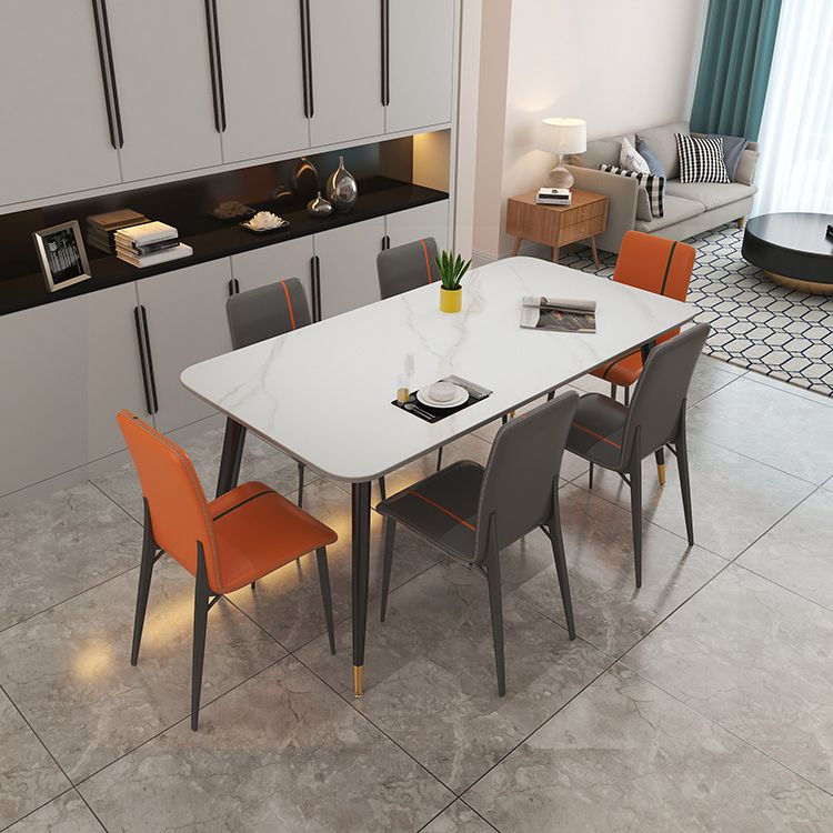 Modern Rectangle Dinette Set 1/2/5/7 Pieces Sintered Stone Top Dining Table Set
