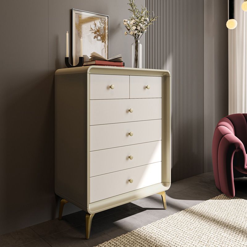 Classic Glam Horizontal Double Dresser Rubber Wood Storage Chest Dresser for Bedroom