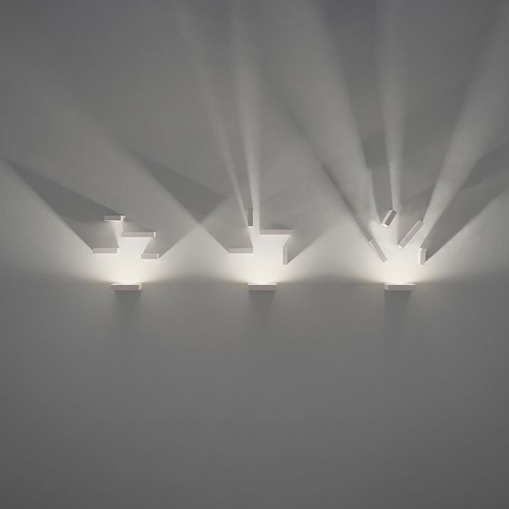 Lumière de garde murale rectangulaire blanche Style simpliste de style 1/2 Light Light Metallic Pince pour escalier