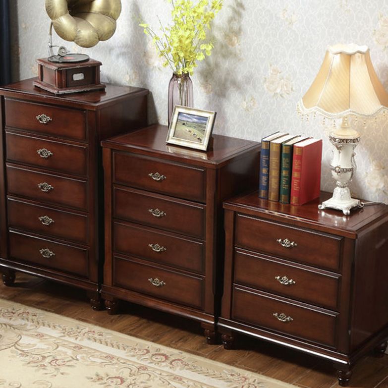 Dark Brown 3/4/5 Drawer Chest 26.57" Wide Solid Wood Accent Chest