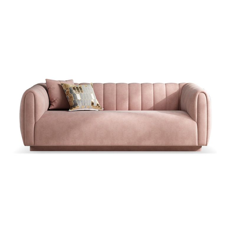 Nordic Sewn Pillow Back Sofa 31.5" High Velvet Tuxedo Arm Sofa