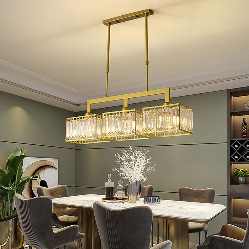Luxury Rectangular Shade Pendant Light, Simple Crystal Pendant Lighting for Dinner Table