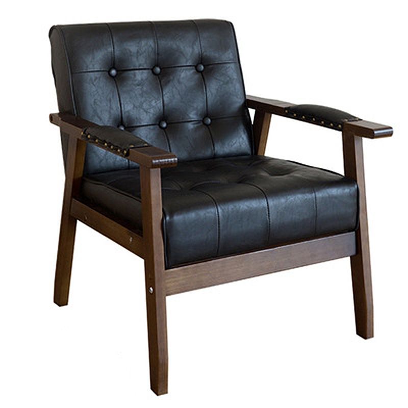 Modern 25.5"W PU Arm Chair with Basic Four Legs and Tufted Back