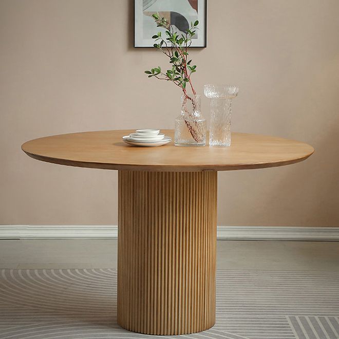 Pine Solid Wood Pedestal Dinette Table Simplicity Dining Table Round for Home