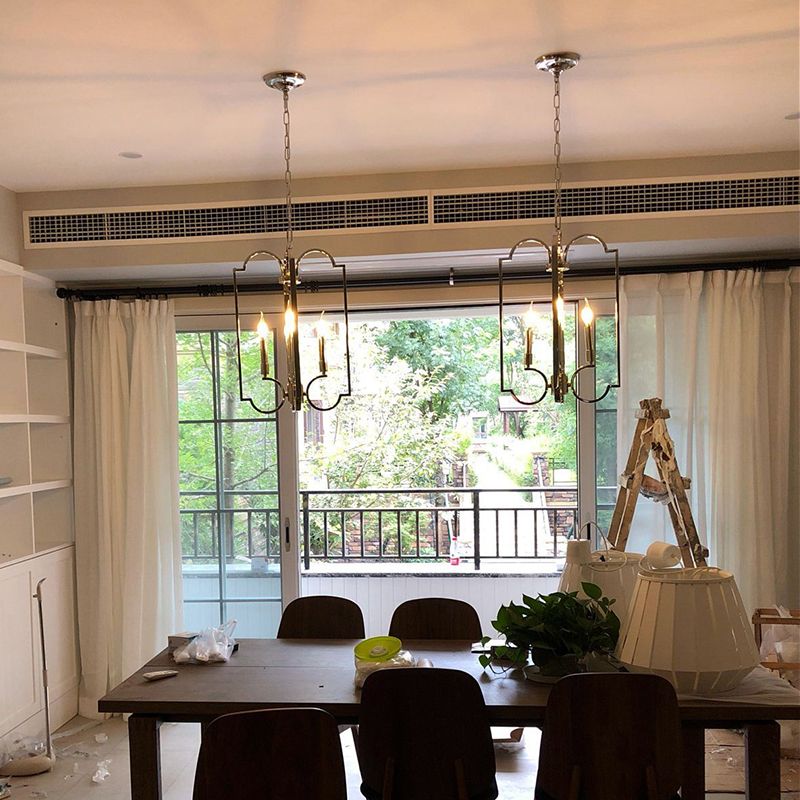 5 Lights Metal Pendant Chandelier Classic Silver Candle Dining Room Hanging Ceiling Fixture