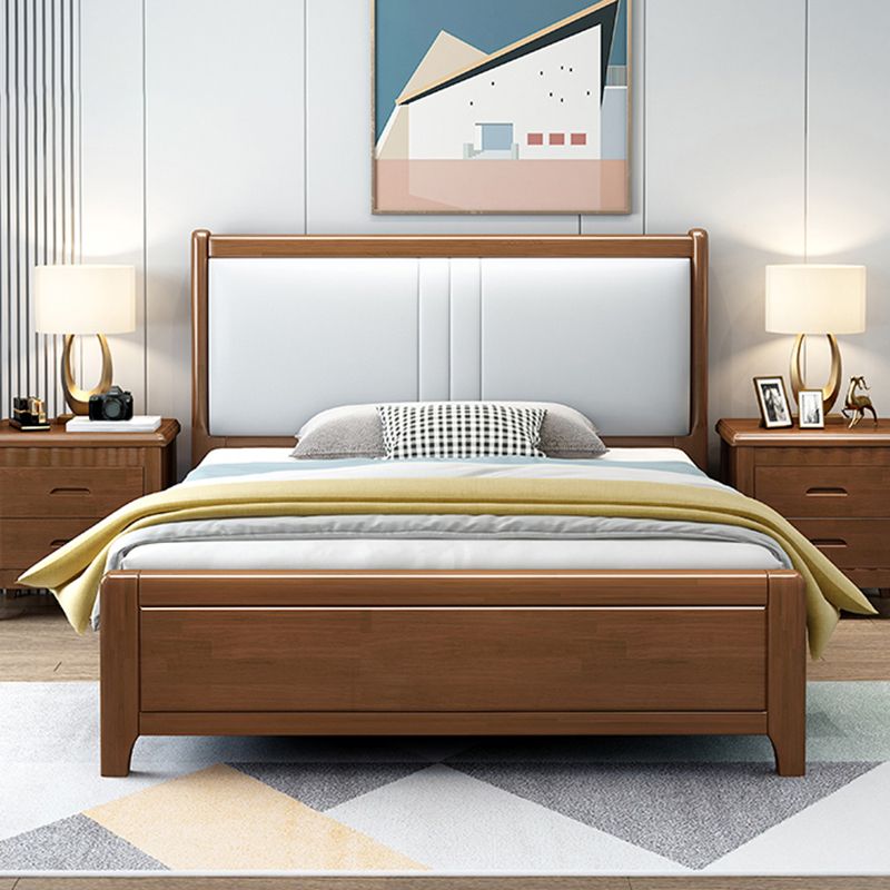 Solid Wood Footboard Bed Beveled Headboard Bed with Custom Legs