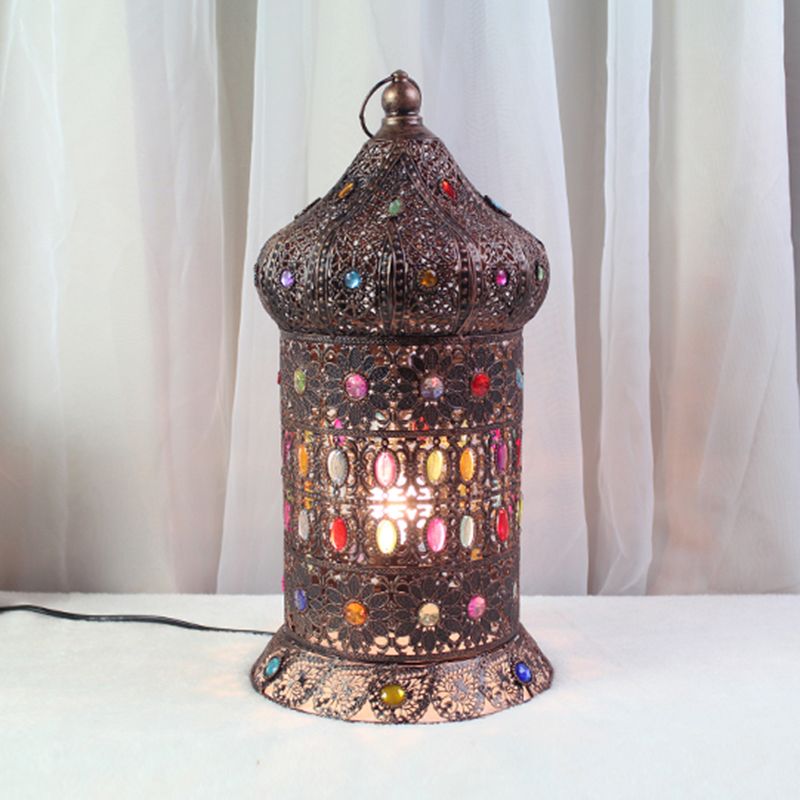 Illuminazione da comodino per camera da letto vuota, lampada da comodino in metallo boemo, 1 lampadina, in bronzo