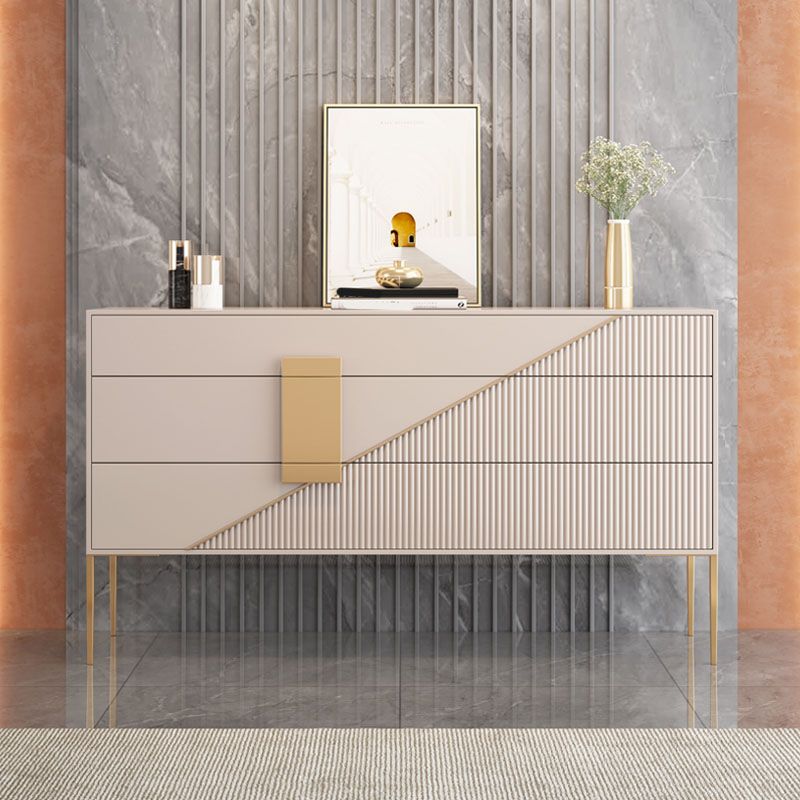 Polished Finish Faux Wood Sideboard Glam Indoor Dining Buffet with Drawers