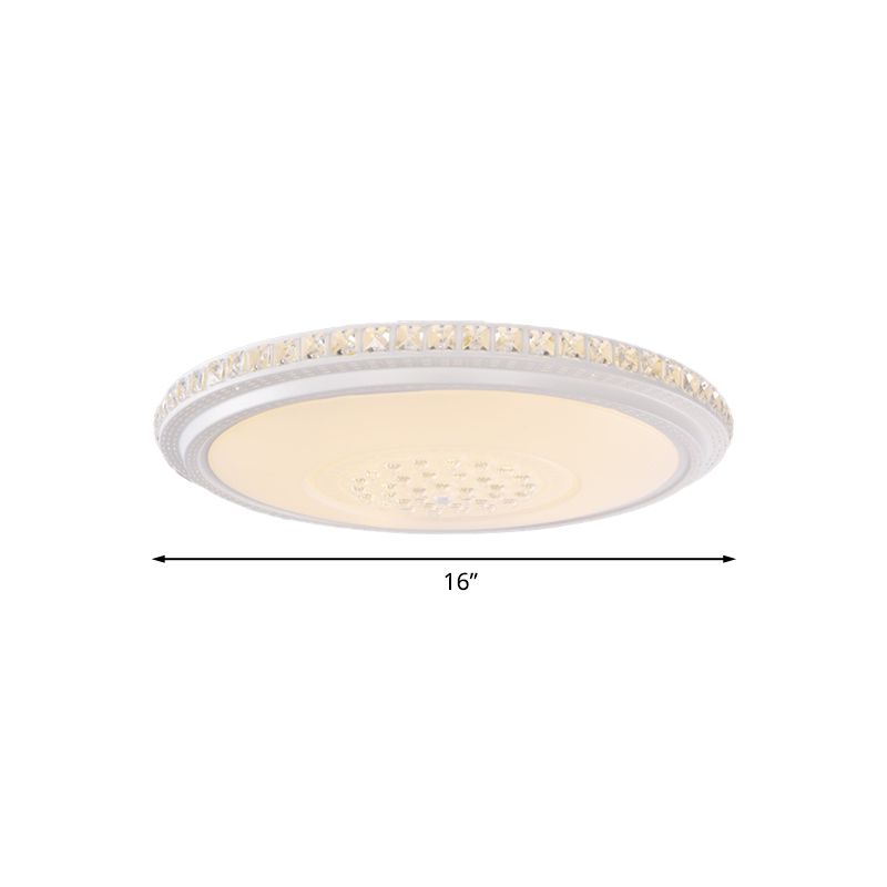 Moderno dispositivo de fijación de techo LED de Sala de estar acrílica integrado circular de 12 "/ 16" / 19,5 "de diámetro, blanco, con detalles de cristal, cálido / blanco