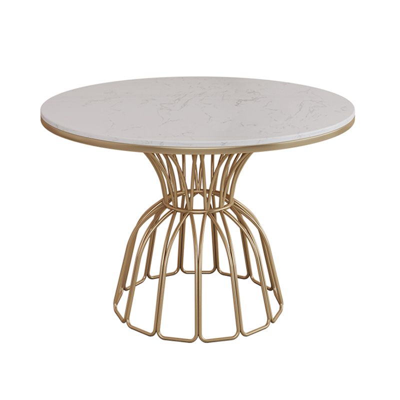 Metal Traditional Luxury Round Table Sintered Stone Top Table with Pedestal Base