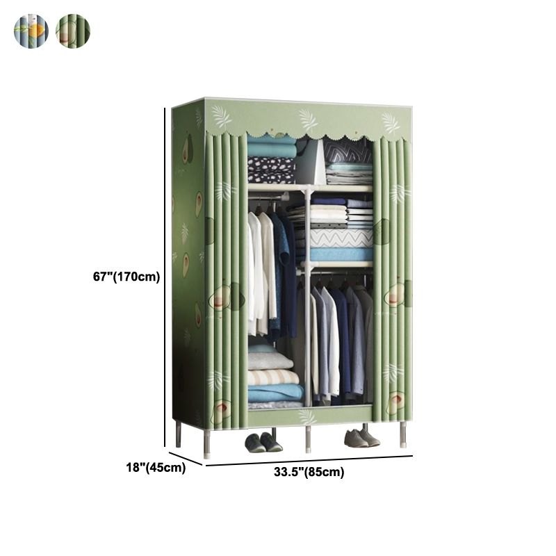 Contemporary Wardrobe Metal 1-Door Wardrobe Closet With Shelves