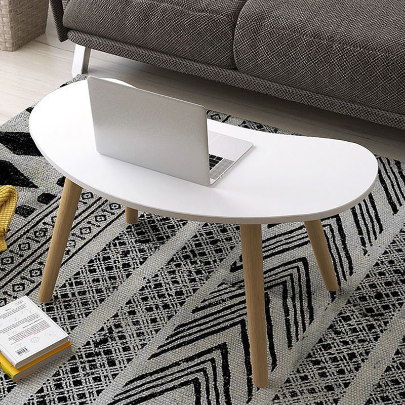 15.7"H Modern 4 Legs Wood Base White/Pink/Natural Irregular Top Coffee Table