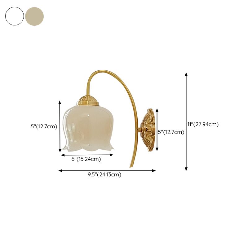 Metal Modern Wall Sconce Flower Shape Wall Light with Resin Shade for Bedroom