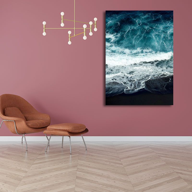 Toile imprimée d'art d'eau d'océan Tropical, décoration murale texturée de couleur foncée pour salon
