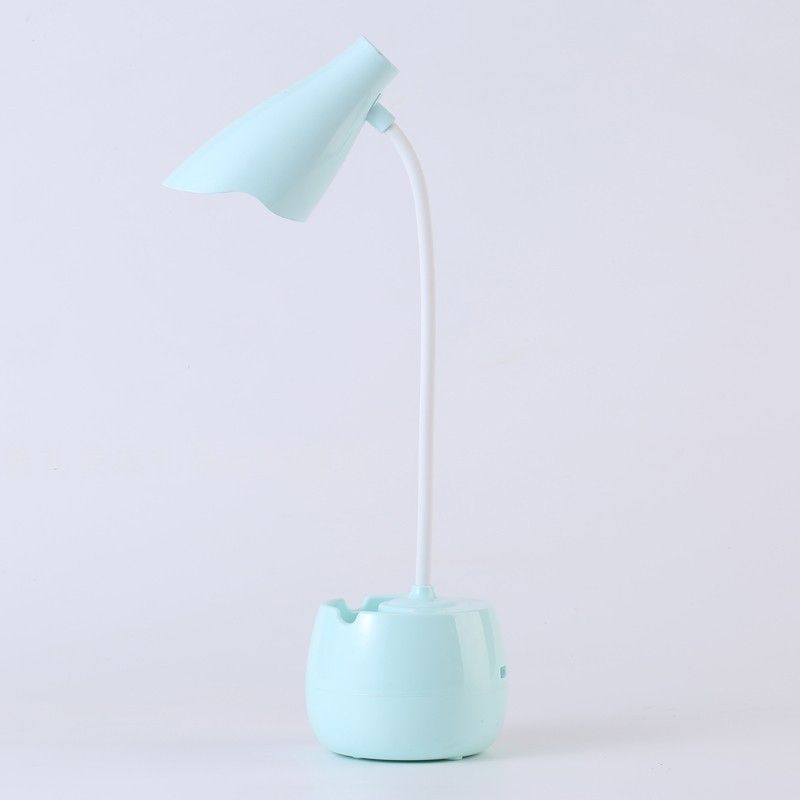 Oogcaring flexibel ganeneck bureau licht penhouder ontwerp LED USB oplaadleeslicht in blauw/roze/wit/geel