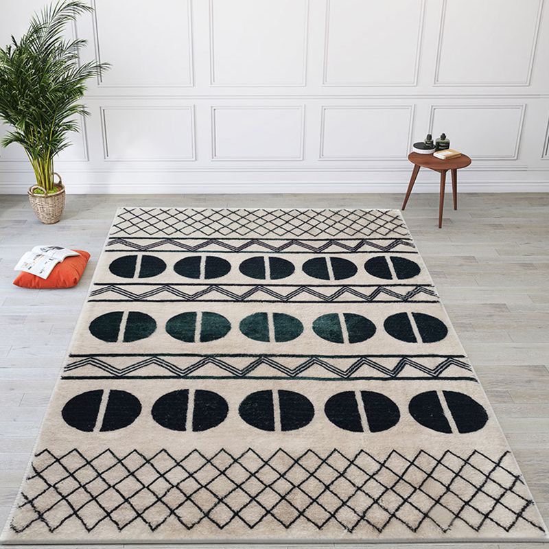Bohemian Geometric Print Carpet Polyester Indoor Carpet Stain Resistant Rug for Living Room