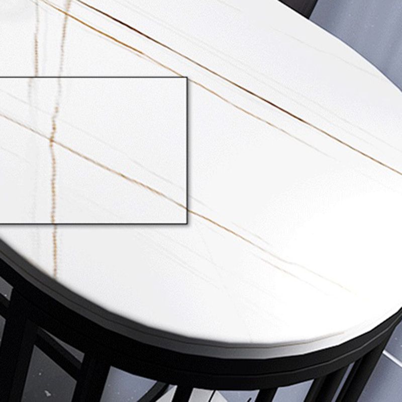 White Sintered Stone Bar Table Metal Base Dining Table with Storage Shelves