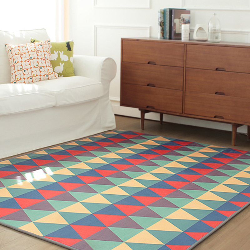 Enchanting Seamless Triangle Rug Multicolored Modern Carpet Synthetics Anti-Slip Washable Rug for Bedroom