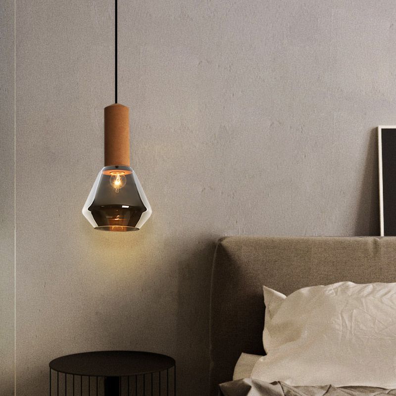 Verre Postmodern Pendant Light 1-Light Copper suspendu plafonnier pour chambre à coucher