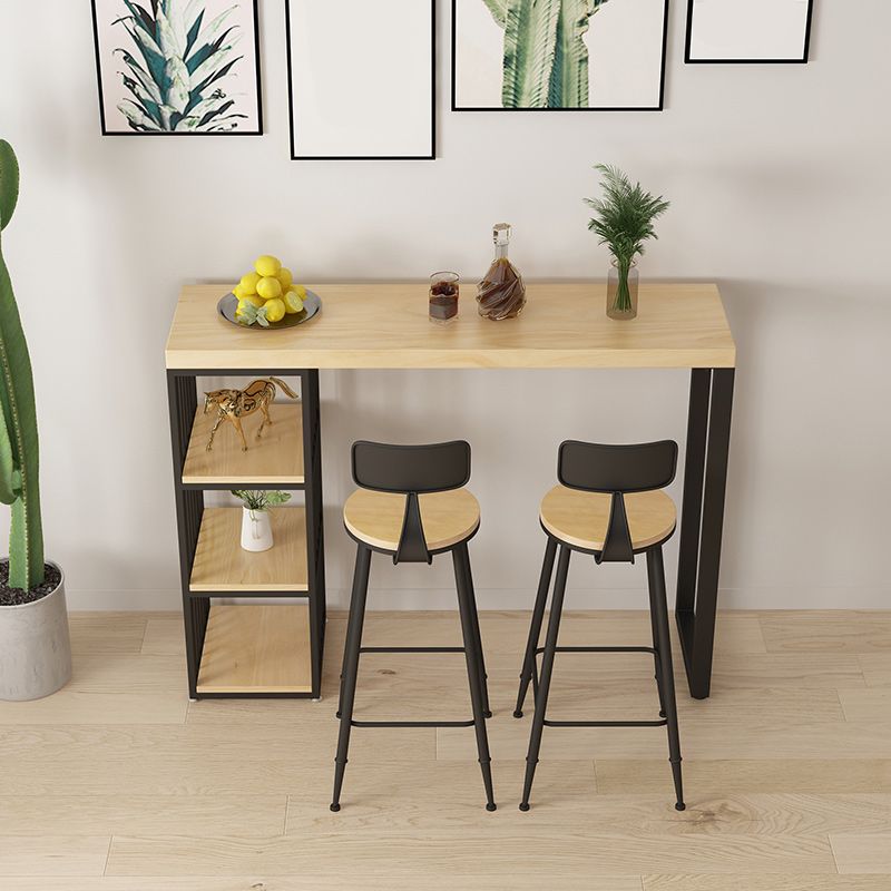 Modern Rectangular 1/3 Pieces Pub Table Set Wooden Counter Table with High Stools