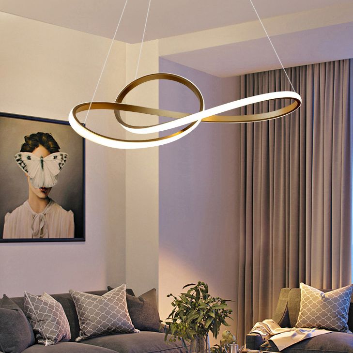 Modern Spiral Chandelier Light Fixtures Metallic Hanging Light Kit for Restaurant