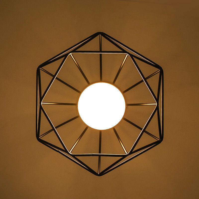 Industrial Style Geometry Shape Ceiling Light Metal 1 Light Ceiling Light for Restaurant