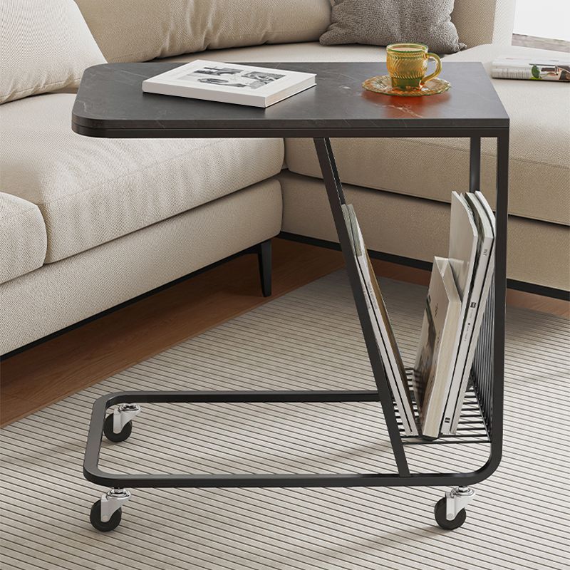 Contemporary C-shape Side Table Black/Gold Metal Side End Snack Table