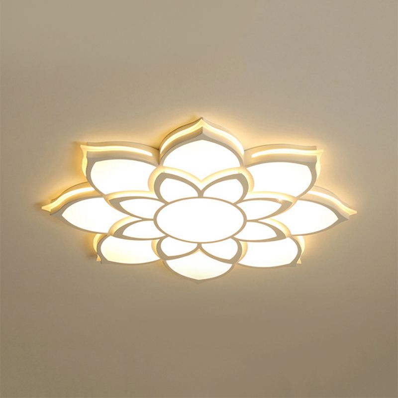 Blume Flush Mount Moderne Metall Weiß Integrierte LED Wohnzimmer Deckenleuchte in Warm/Weiß, 20.5"/27"/31.5" Dia