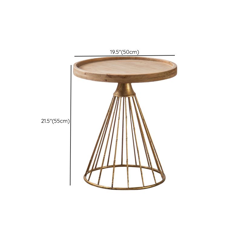 Round Tray Top Side Table Iron Pedestal End Table - Distressed Surface Treatment