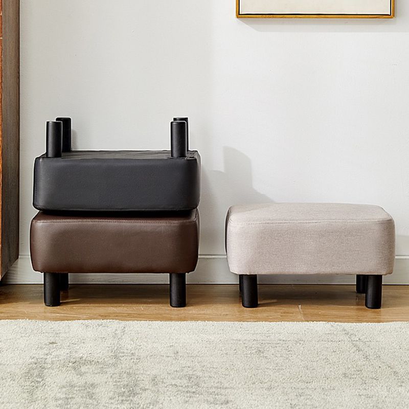 Contemporary Ottoman Faux Leather Upholstered Rectangle Ottoman