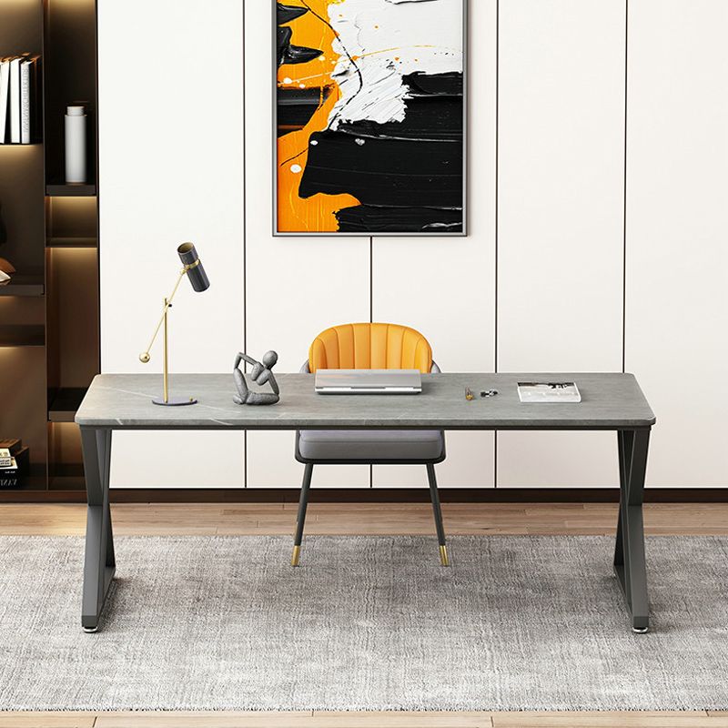 29"H Industrial Writing Desk Rectangular Dark Taupe Office Desk