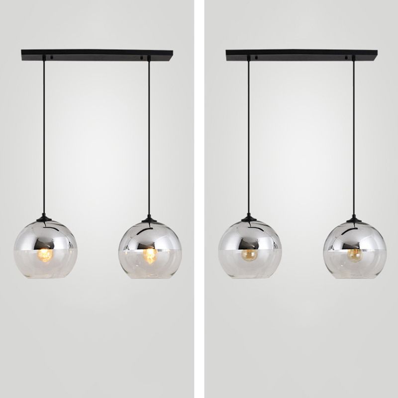 Wrought Iron Indoor Hanging Lamp in Modern Creative Style Globe Glass Pendant Light for Dining Room