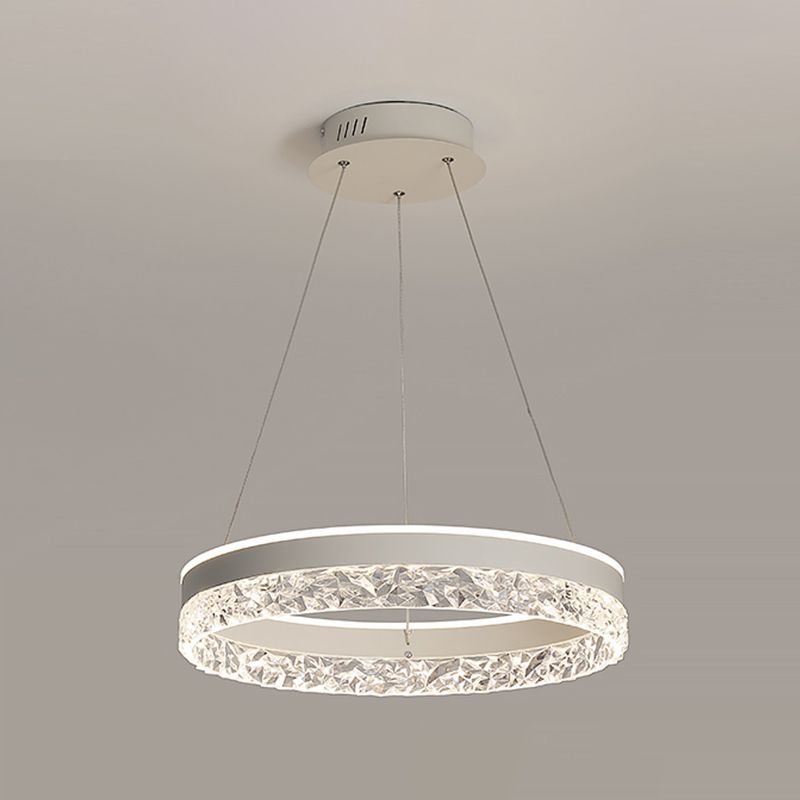 Modern Metal Chandelier Light Fixtures Round 1-Light Suspension Pendant Lamps with Acrylic Shade