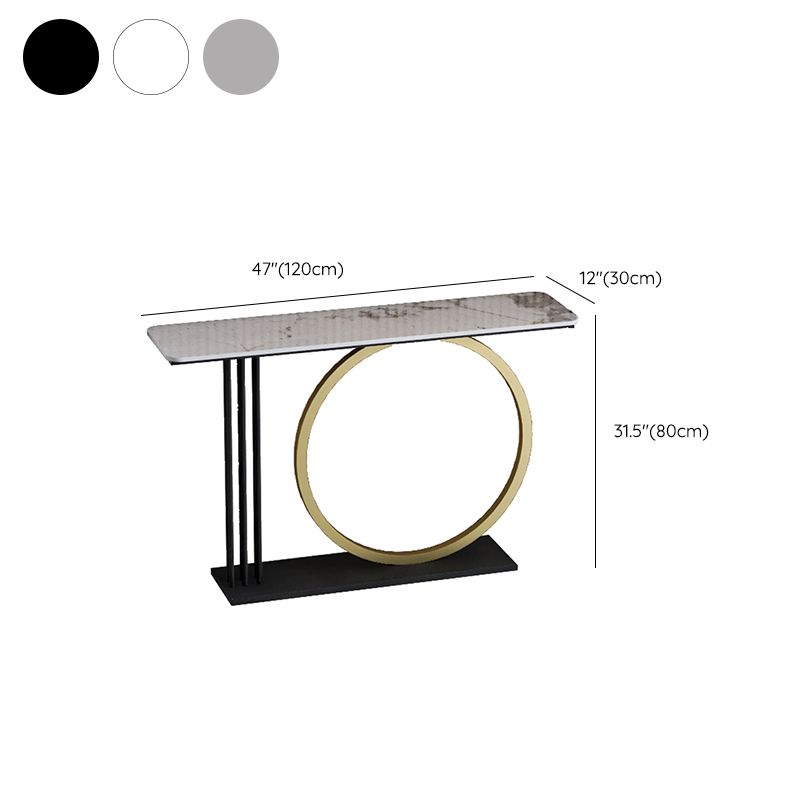 Glam Rectangle Console Sofa Table with Iron Bracket for Hall