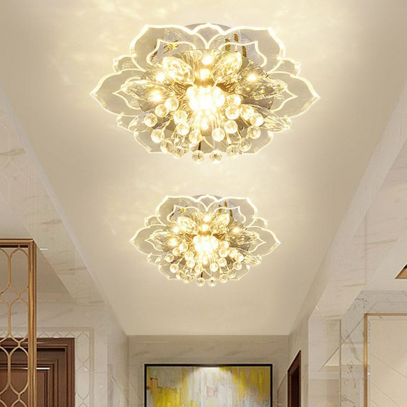 Blossom Crystal Flush Ceiling Light Contemporary Clear LED Flush Mount Lighting Fixture