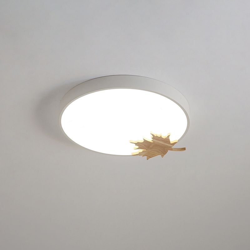Lampada da incasso moderna a LED in acrilico grigio/bianco/verde con montaggio a soffitto a tamburo per camera da letto con foglia d'acero